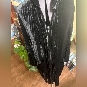 Johnny Was Jade Black Velvet Midi Eyelet Jacket